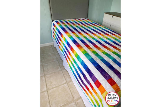 Easy Bargello Rainbow Twin Quilt sewn in Pop Culture by White Owl Textiles!