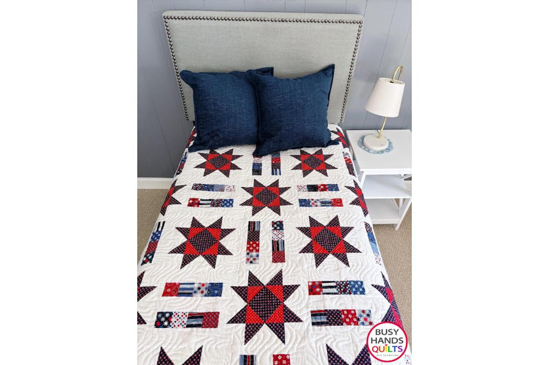 Stars and Stripes Throw Quilt in Picadilly!