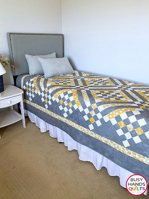 Sweet Caroline II Quilt Pattern - Gray and Yellow One in Twin Size!