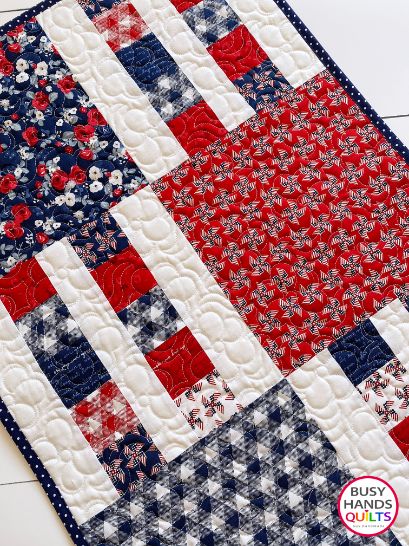 Picket Fence Quilted Table Runner in Land of Liberty!