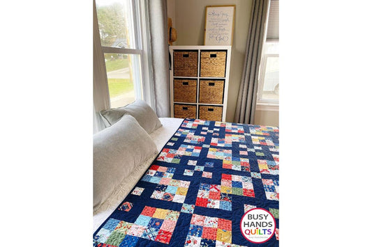 Grid Pop Throw Quilt in Forget Me Not + Quilt Kits Available