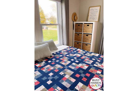 Grid Pop Throw Quilt in Hudson