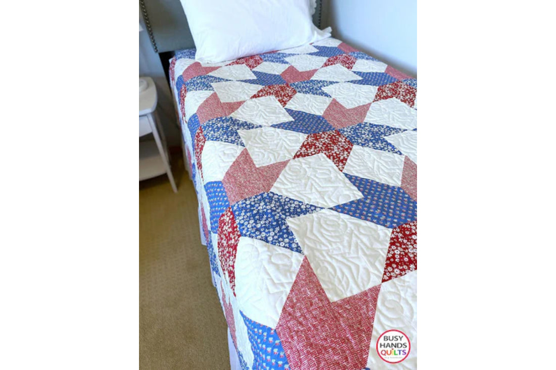 Forever Stars Throw Quilt in Red White and Blue!