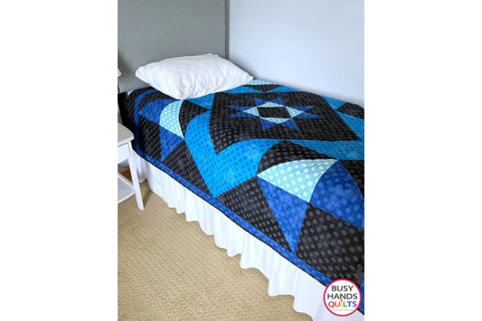 Giant Star Quilt Pattern - A Throw Quilt in Moda Grunge Blues and Black!