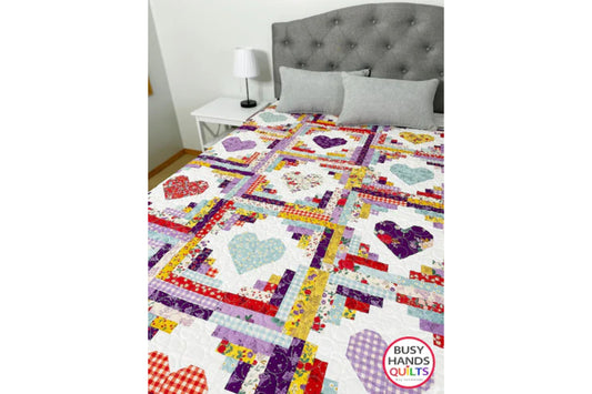 Quilty Cabins Quilt Pattern - a Throw Quilt in Sweet Picnic!