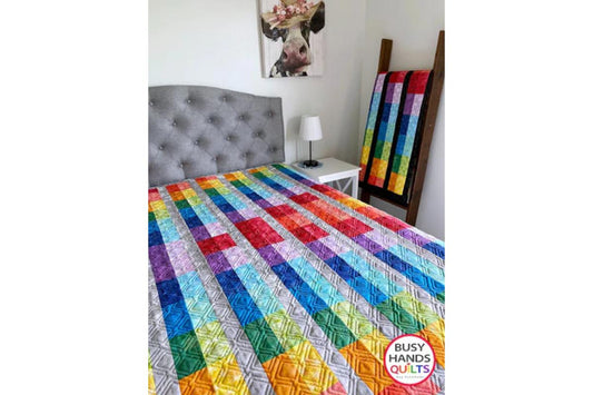 Rainbow Burst Throw Quilt in Moda Grunge with Gray!