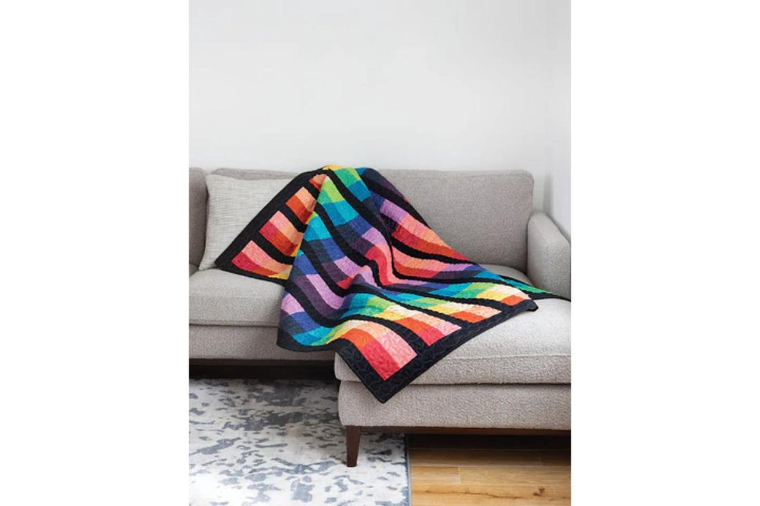 Rainbow Burst Throw Quilt Kit in Faux Tweed Tonals!