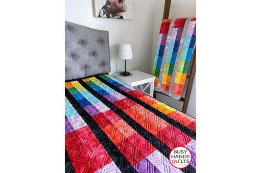 Rainbow Burst Throw Quilt in Moda Grunge with Black!