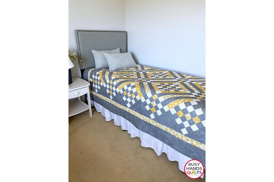 Sweet Caroline II Quilt Pattern - Gray and Yellow One in Twin Size!