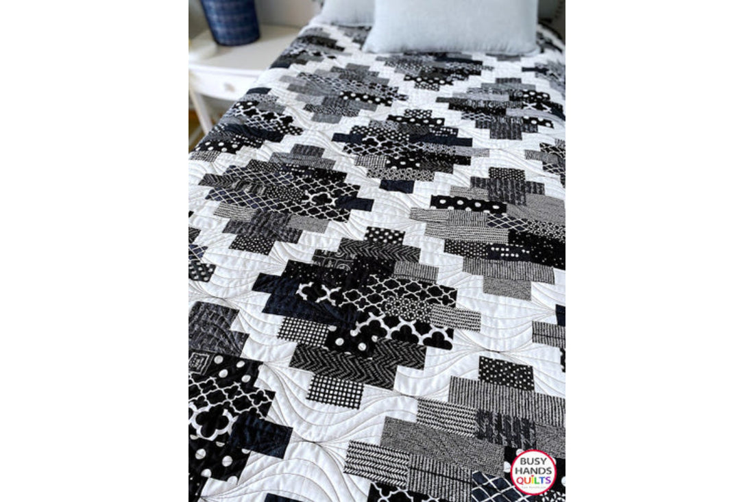 Hampton Court Quilt Pattern - A Scrappy Black and White Throw Quilt!