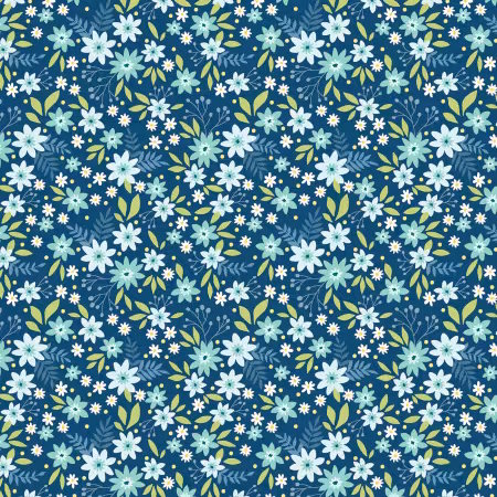 By the Half Yard - Primrose in Indigo from Among the Wildflowers 2 by Benartex - 17102B-11 #429