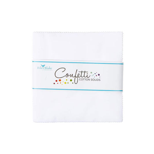 Charm Square Pack - Confetti Cotton Solids in Riley Blake White 5-120-RWHITE-42 #202