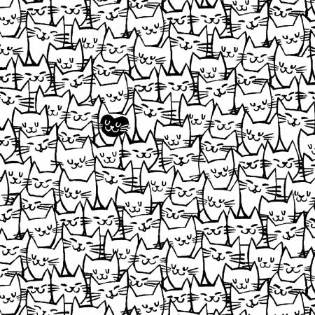 Wide Backing White Packed Cats 108in - by the Half Yard - 51120-1