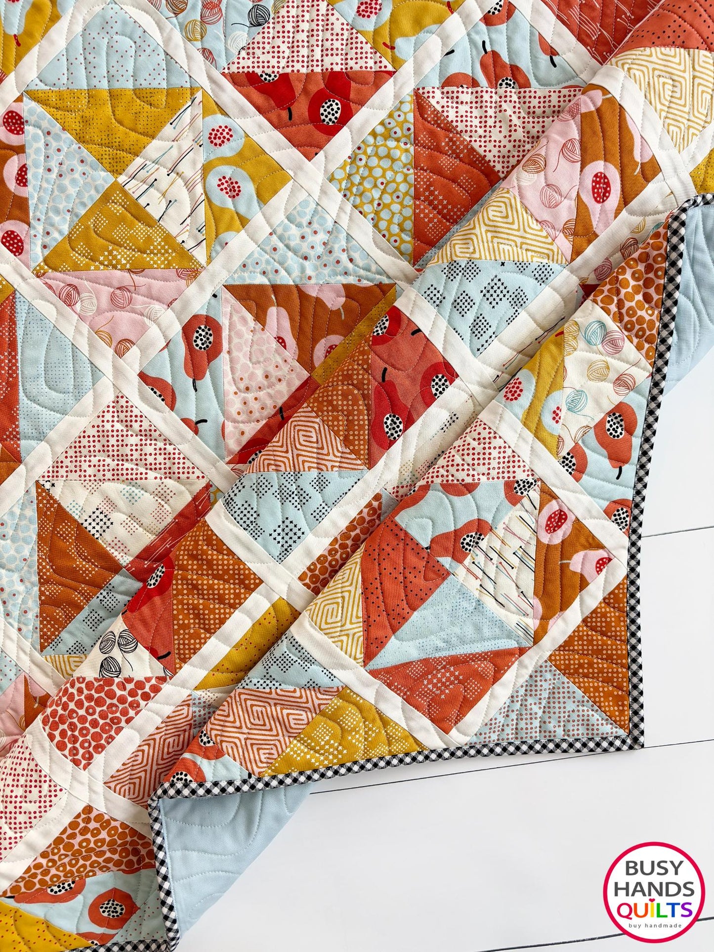 Handmade Sunshine Baby Quilt or Wall Hanging in Lazy Afternoon