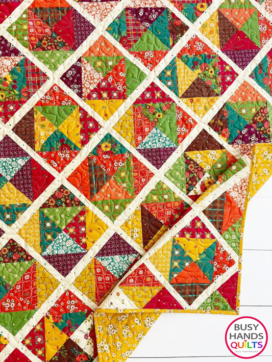 Handmade Sunshine Throw Quilt in Autumn Afternoon
