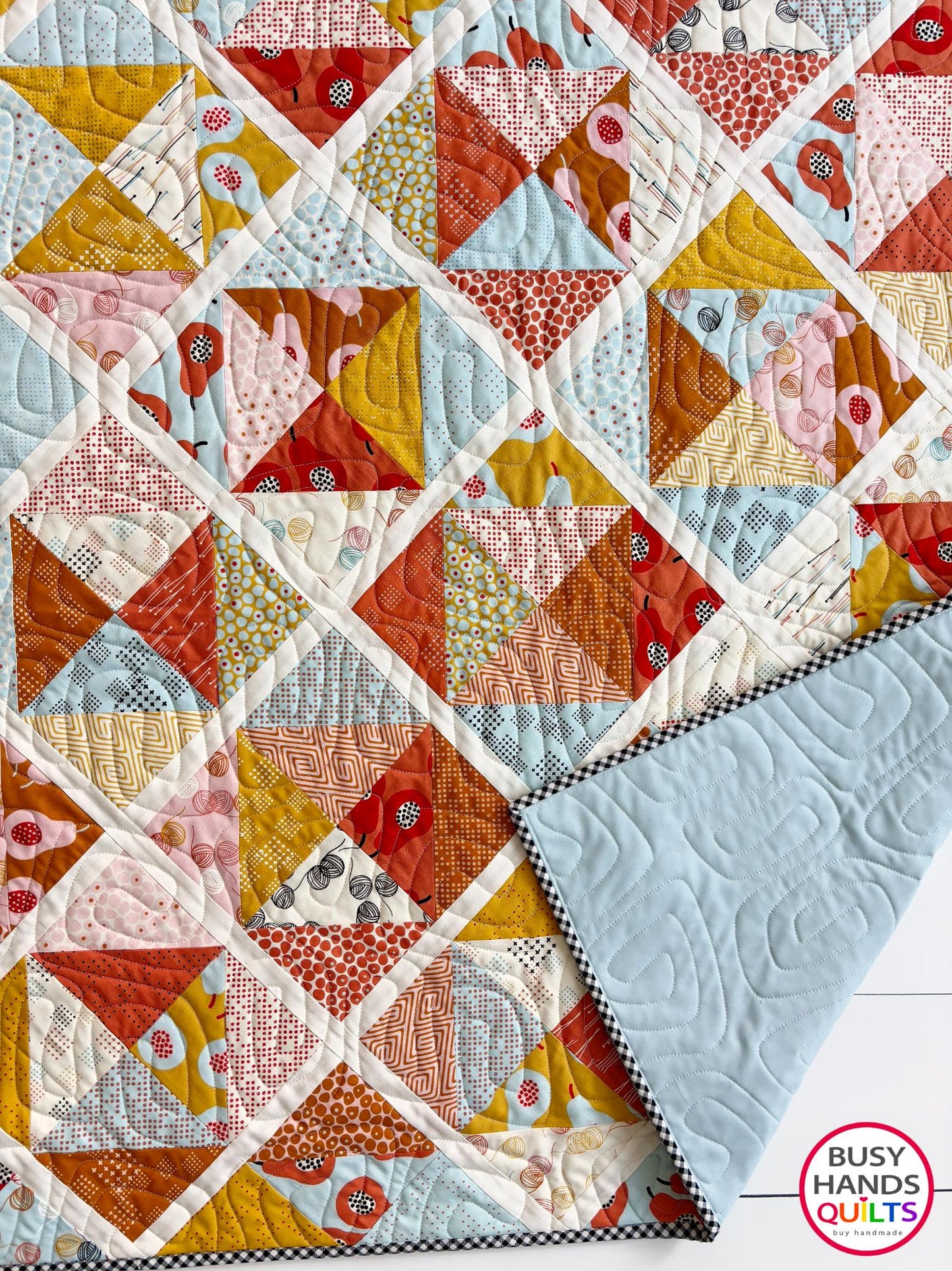 Handmade Sunshine Baby Quilt or Wall Hanging in Lazy Afternoon