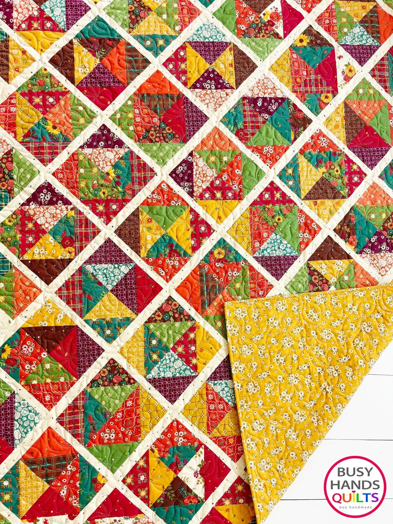 Handmade Sunshine Throw Quilt in Autumn Afternoon
