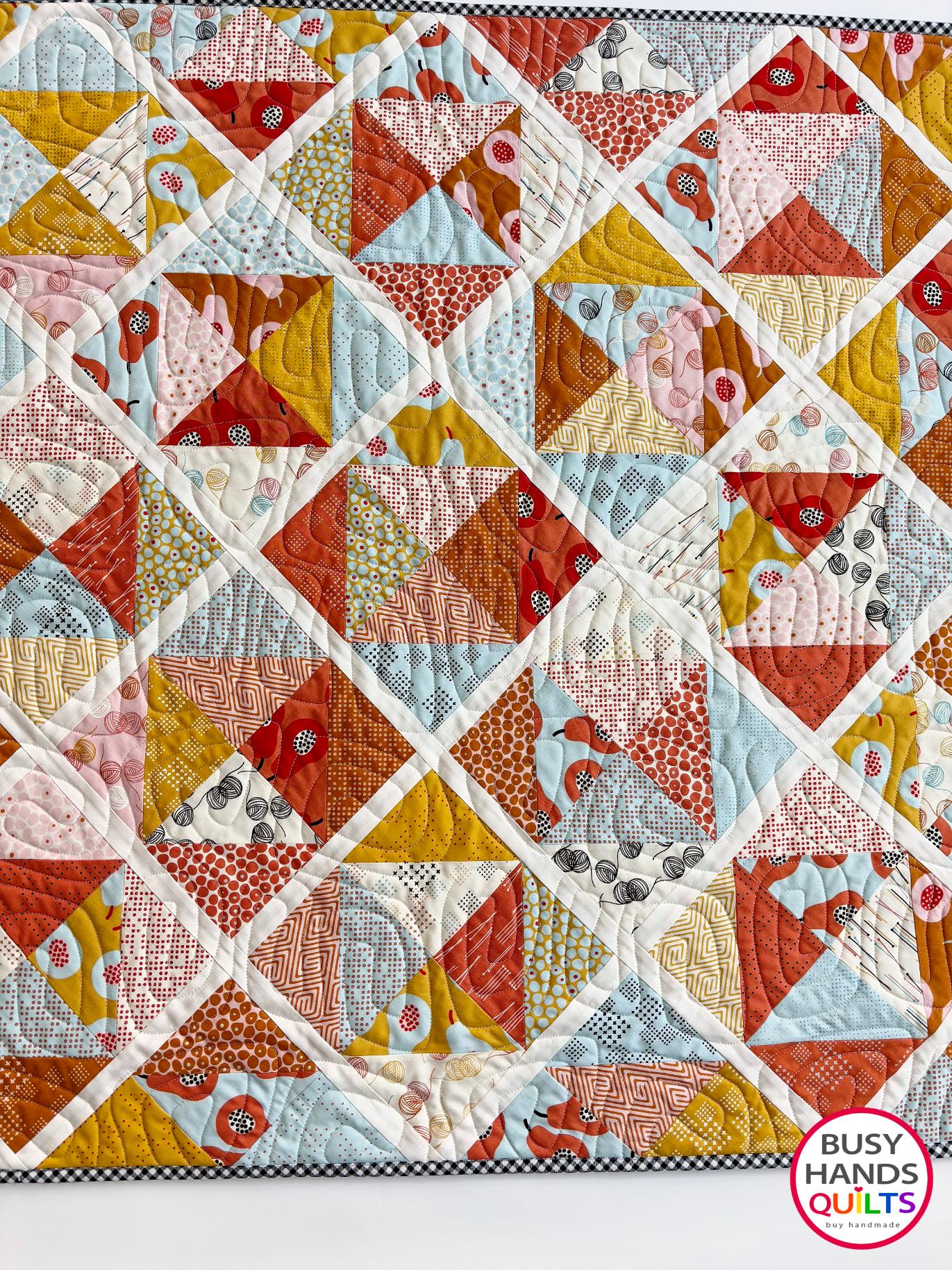 Handmade Sunshine Baby Quilt or Wall Hanging in Lazy Afternoon