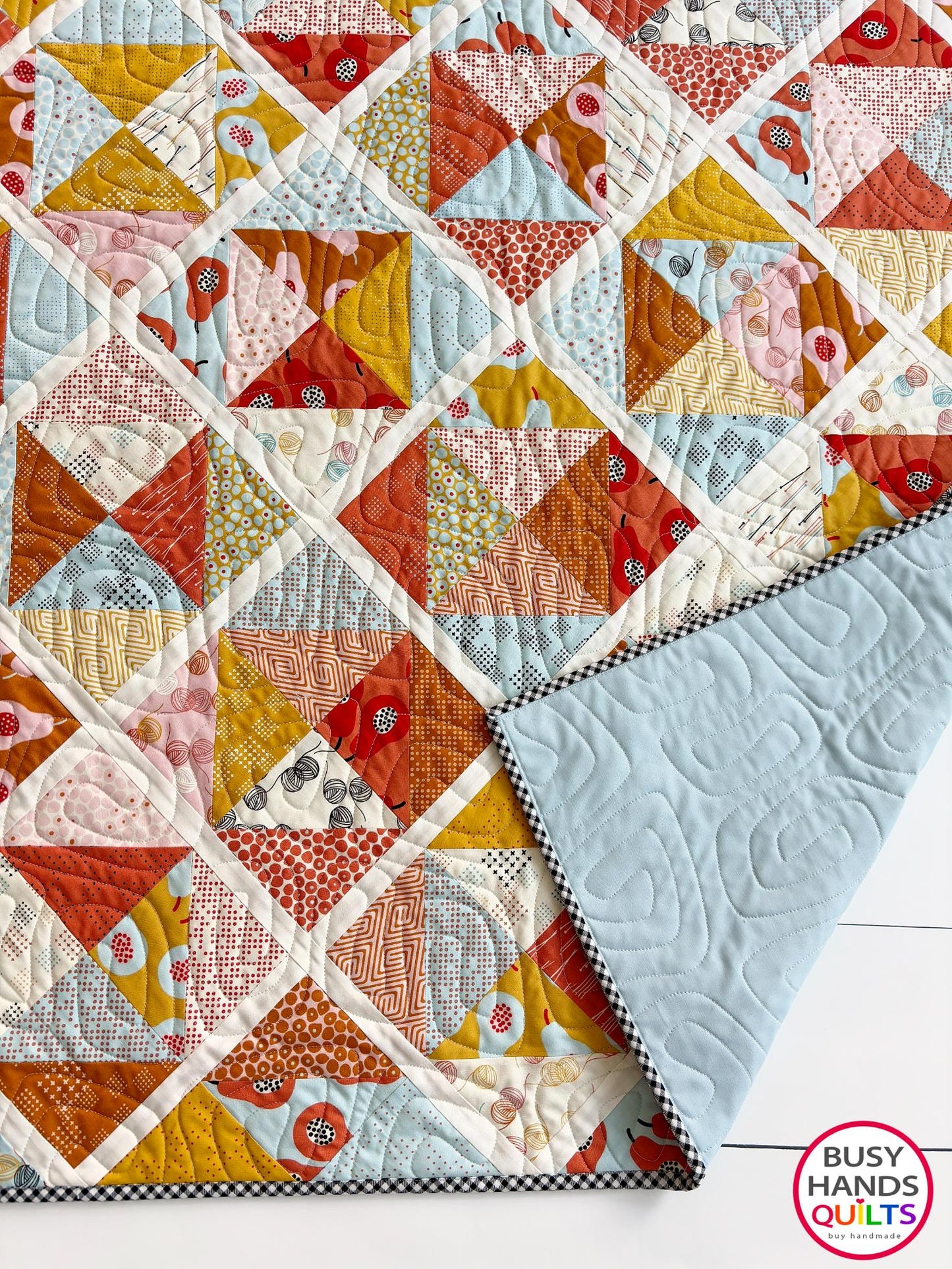 Handmade Sunshine Baby Quilt or Wall Hanging in Lazy Afternoon