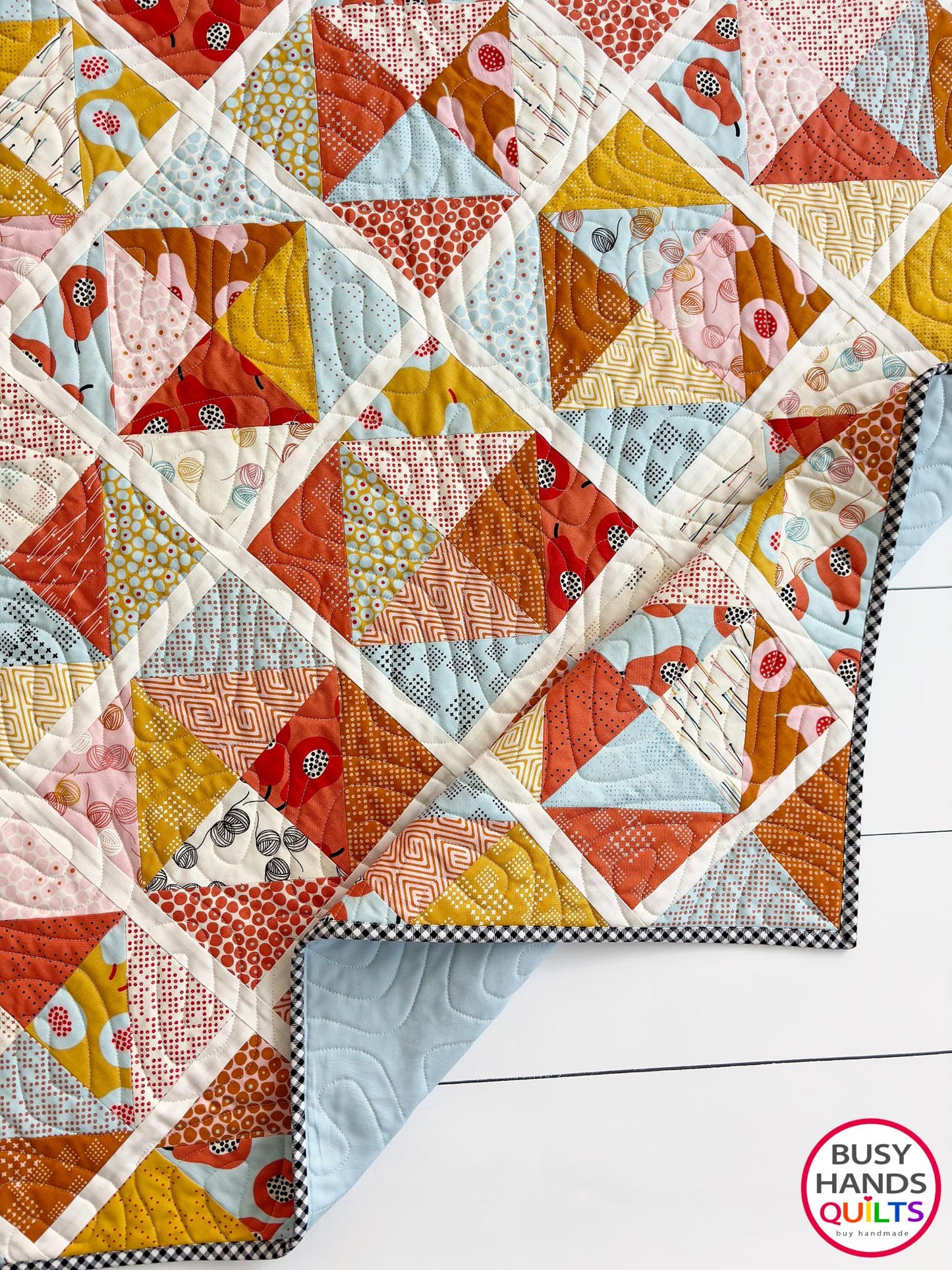 Handmade Sunshine Baby Quilt or Wall Hanging in Lazy Afternoon