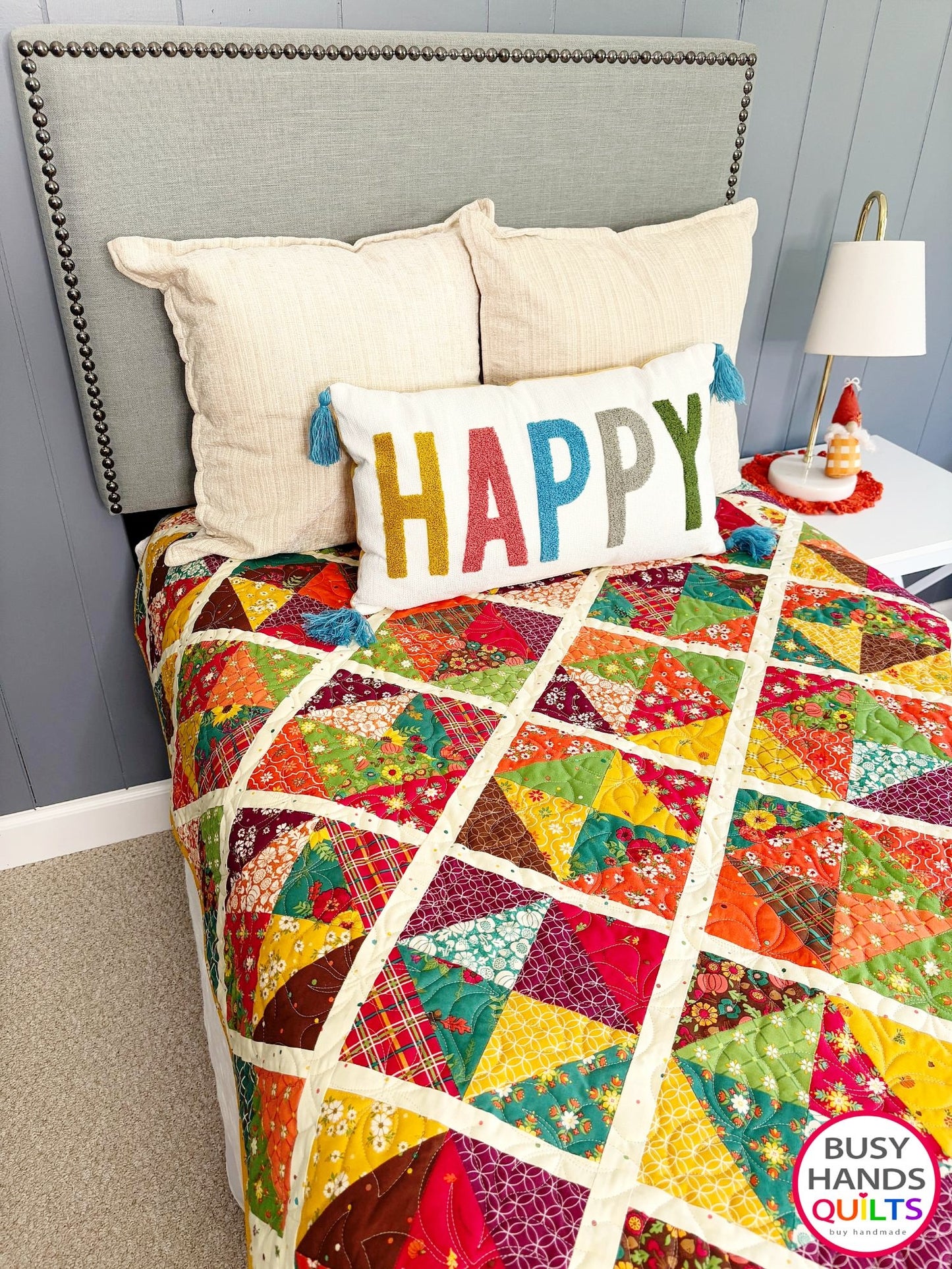 Handmade Sunshine Throw Quilt in Autumn Afternoon