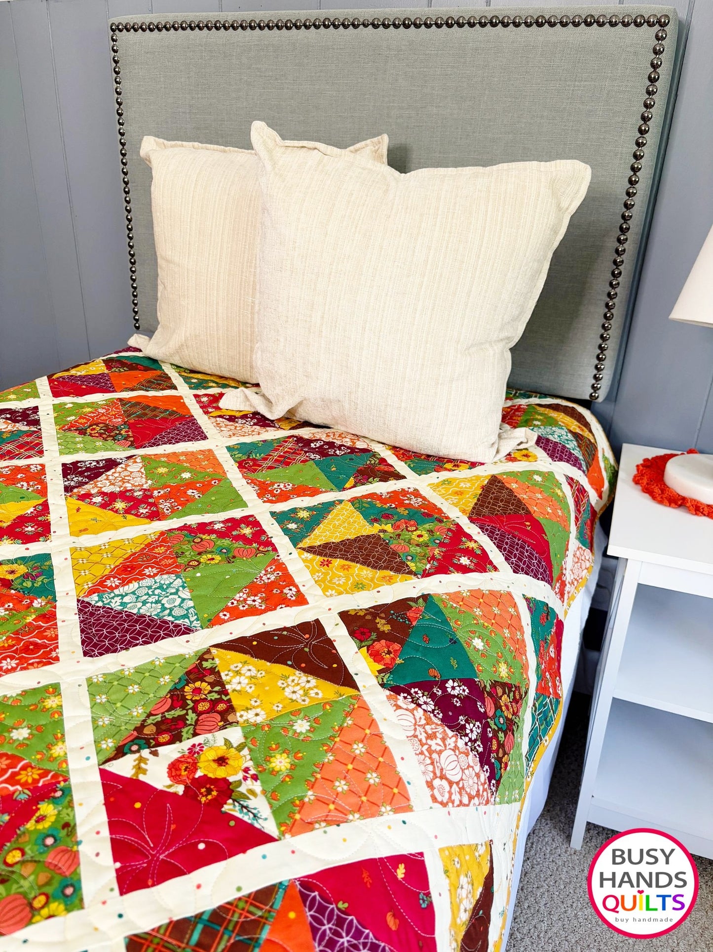 Handmade Sunshine Throw Quilt in Autumn Afternoon