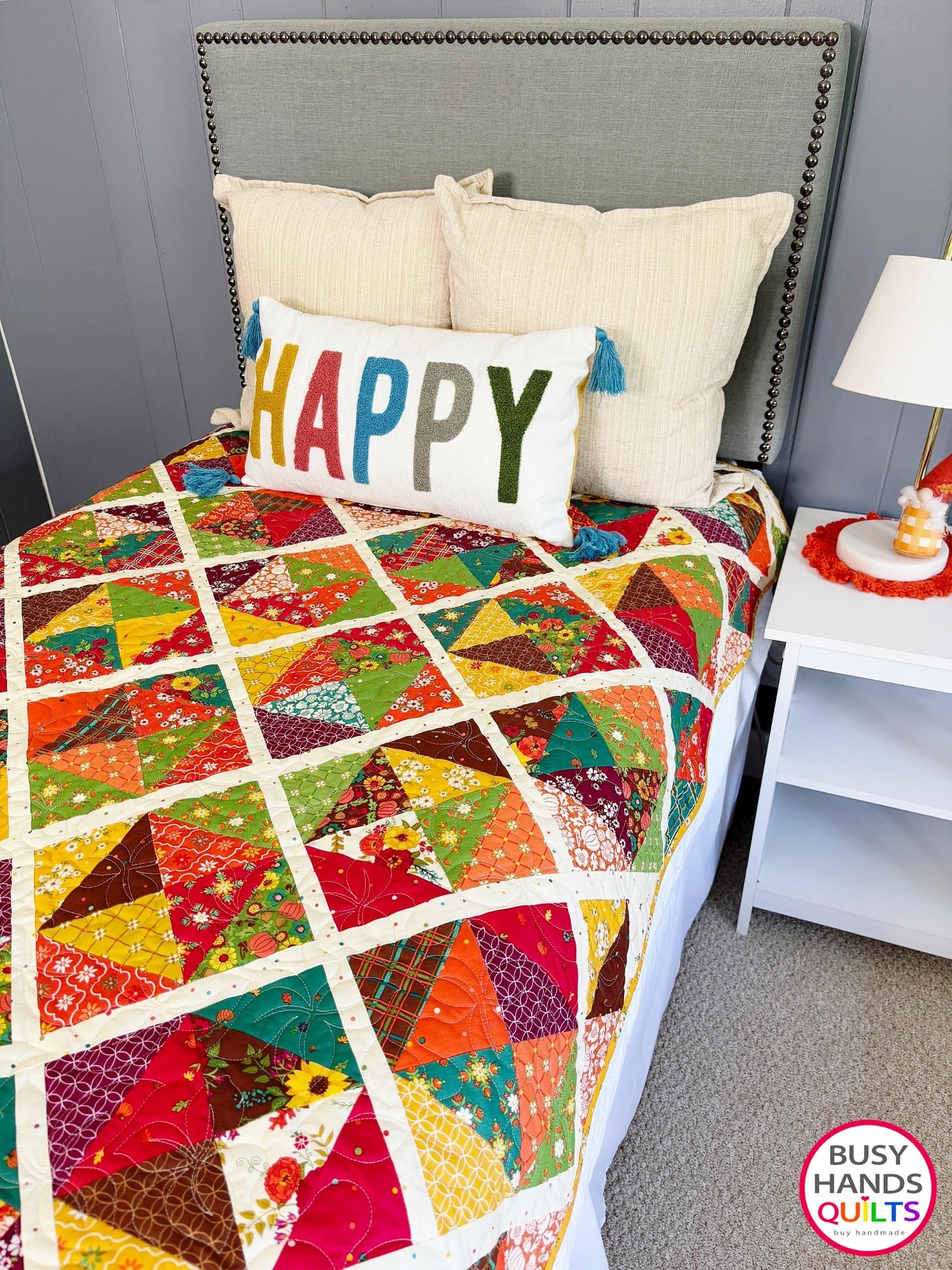 Handmade Sunshine Throw Quilt in Autumn Afternoon