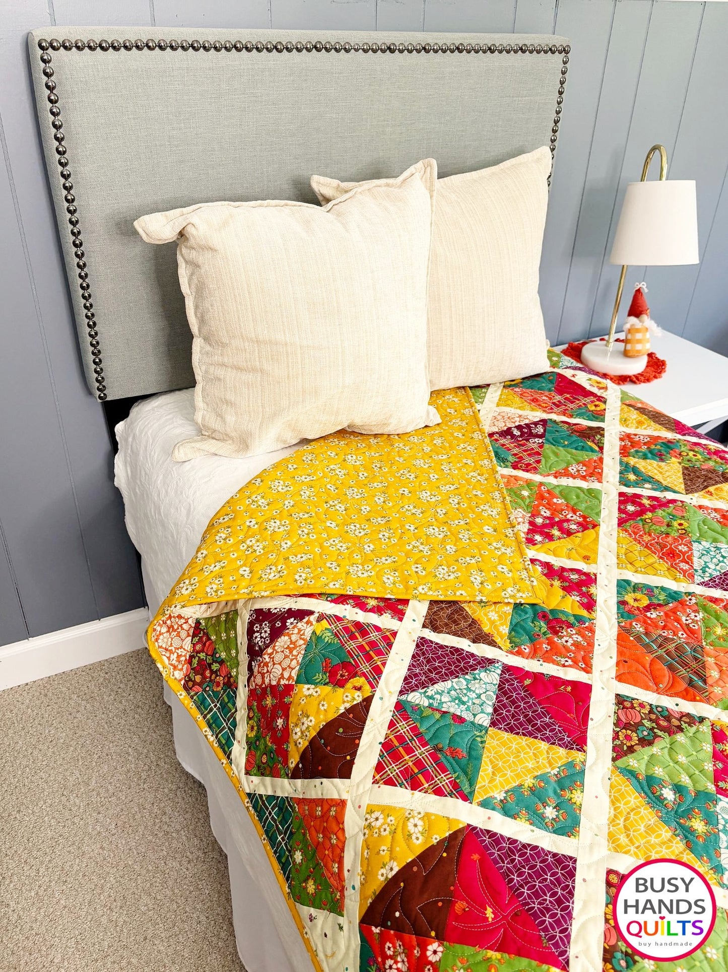 Handmade Sunshine Throw Quilt in Autumn Afternoon