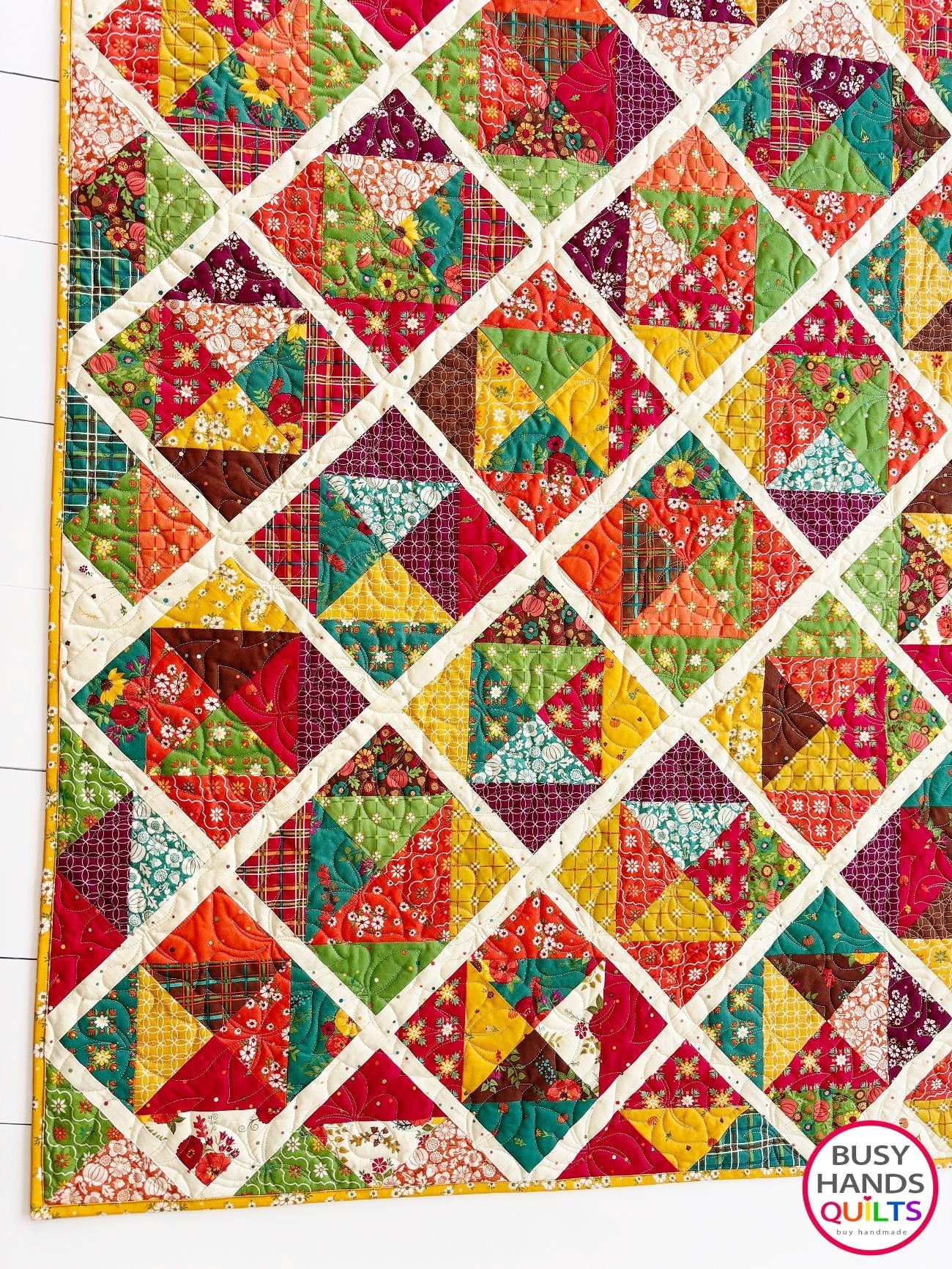 Handmade Sunshine Throw Quilt in Autumn Afternoon