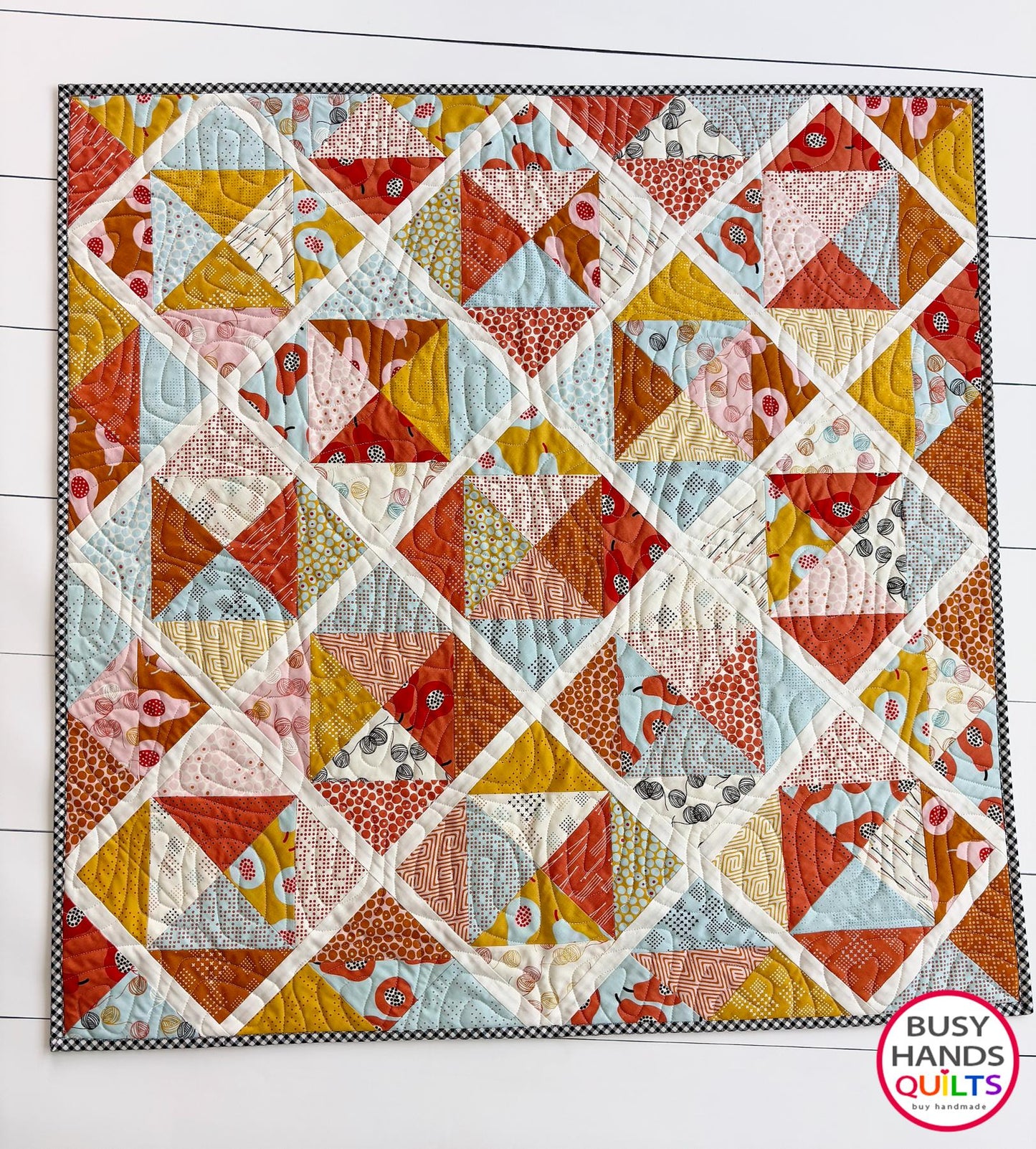 Handmade Sunshine Baby Quilt or Wall Hanging in Lazy Afternoon