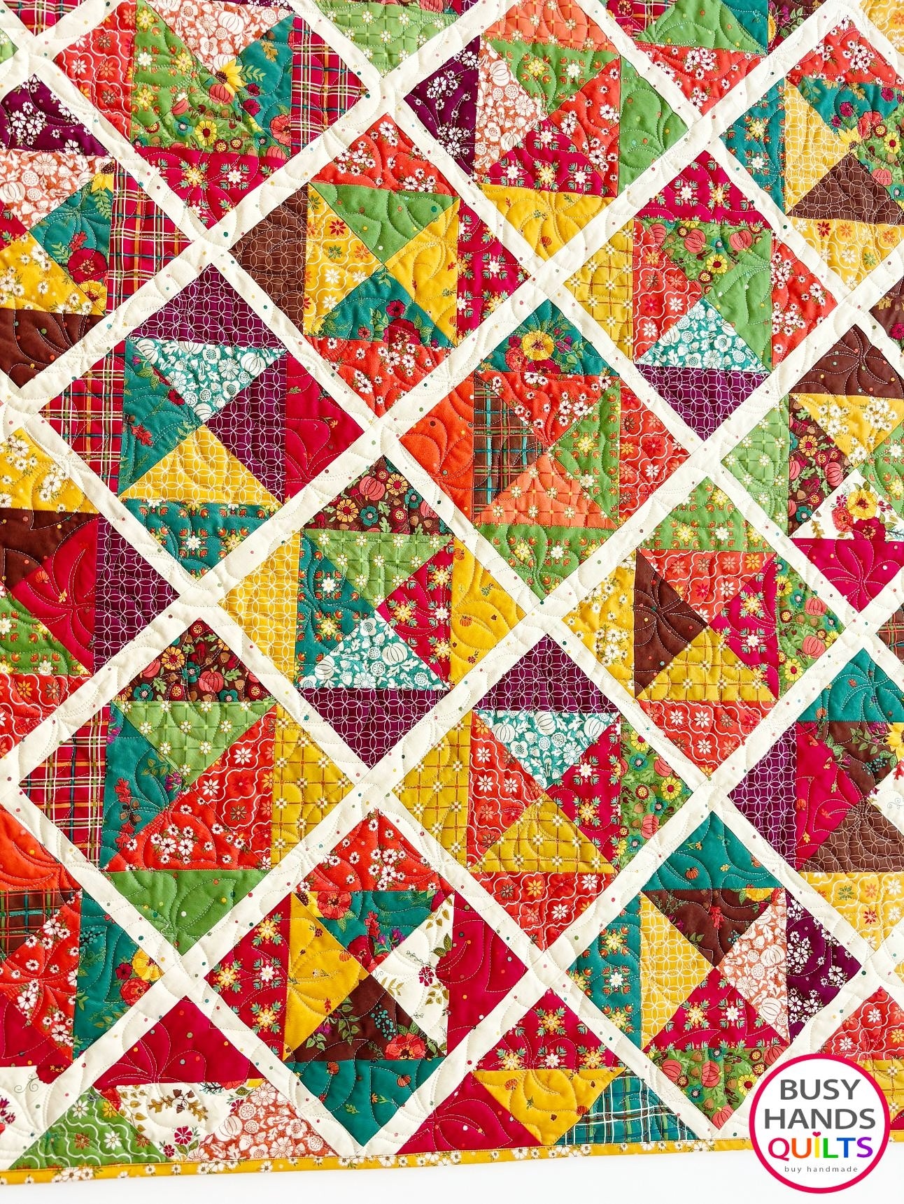 Handmade Sunshine Throw Quilt in Autumn Afternoon