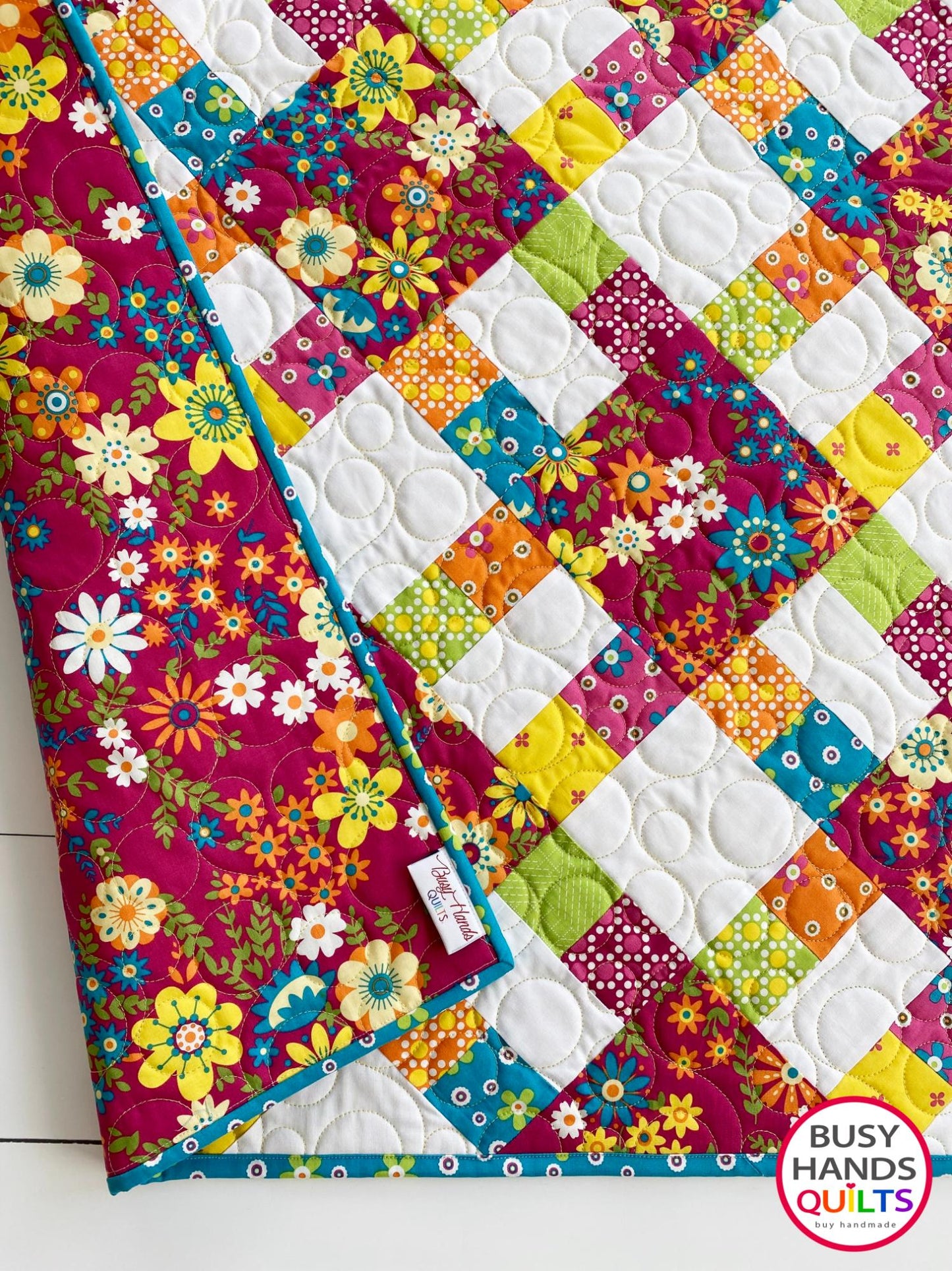 Handmade Bountiful Baby Quilt in Mini Fab