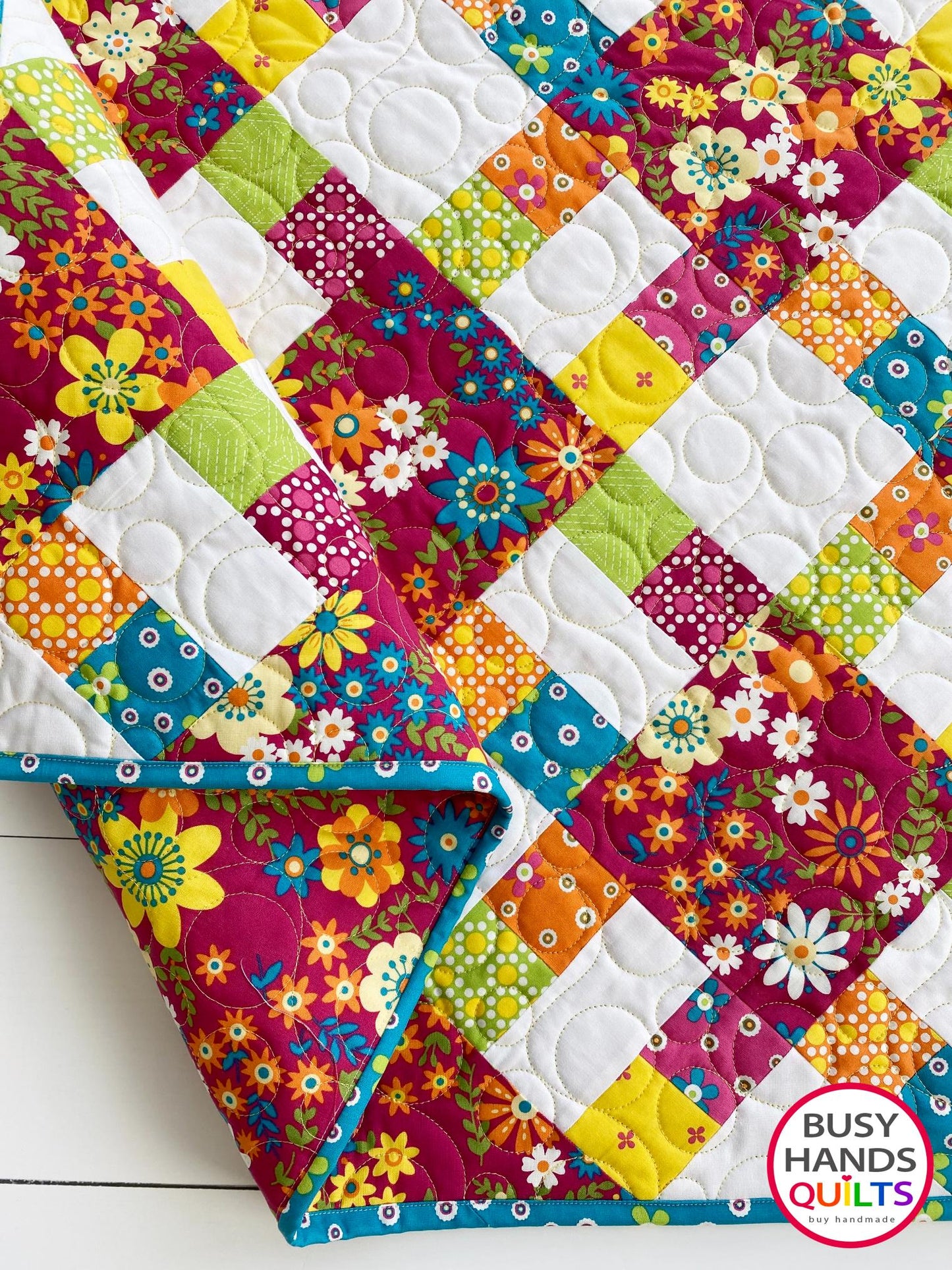 Handmade Bountiful Baby Quilt in Mini Fab