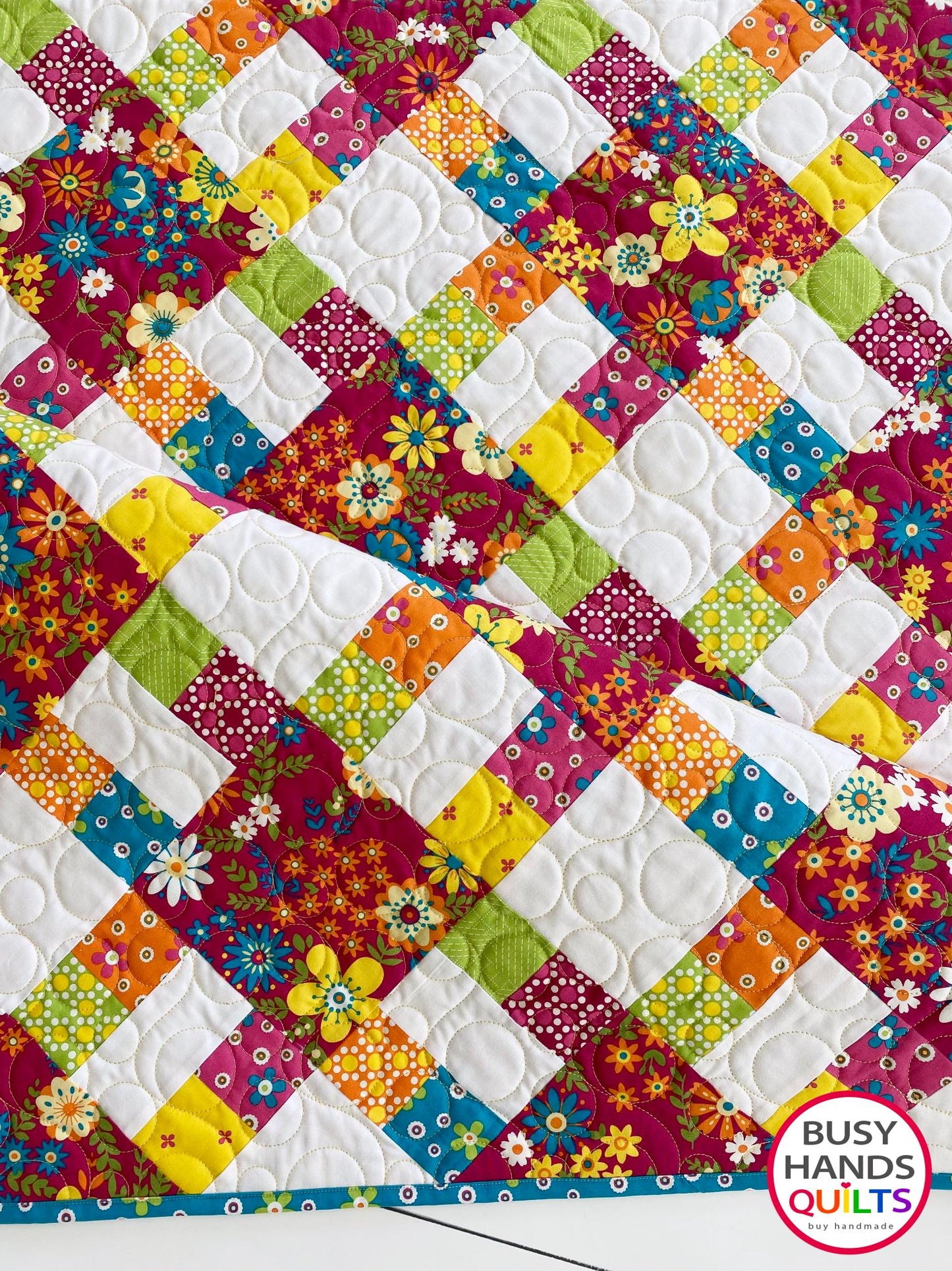 Handmade Bountiful Baby Quilt in Mini Fab
