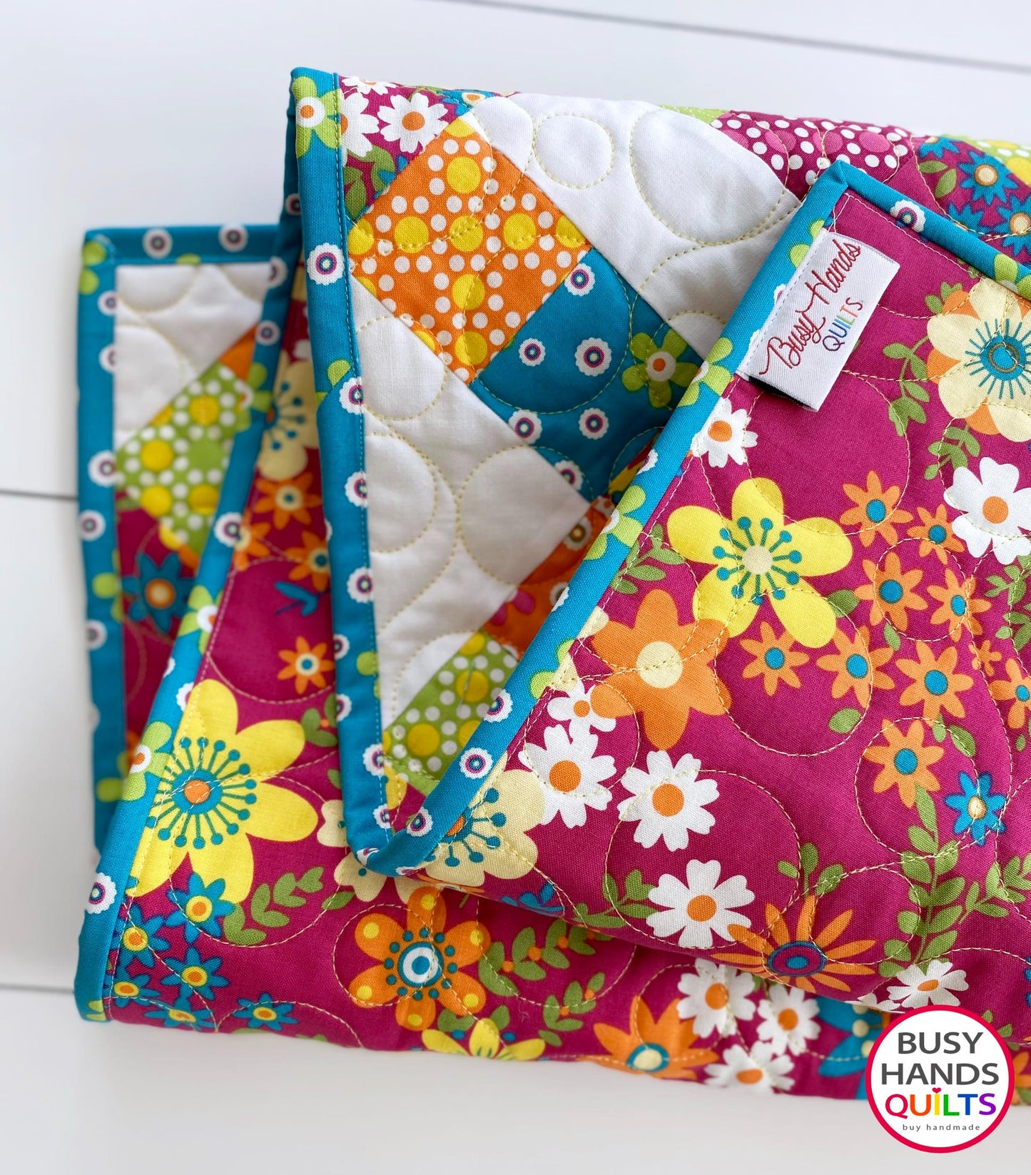 Handmade Bountiful Baby Quilt in Mini Fab