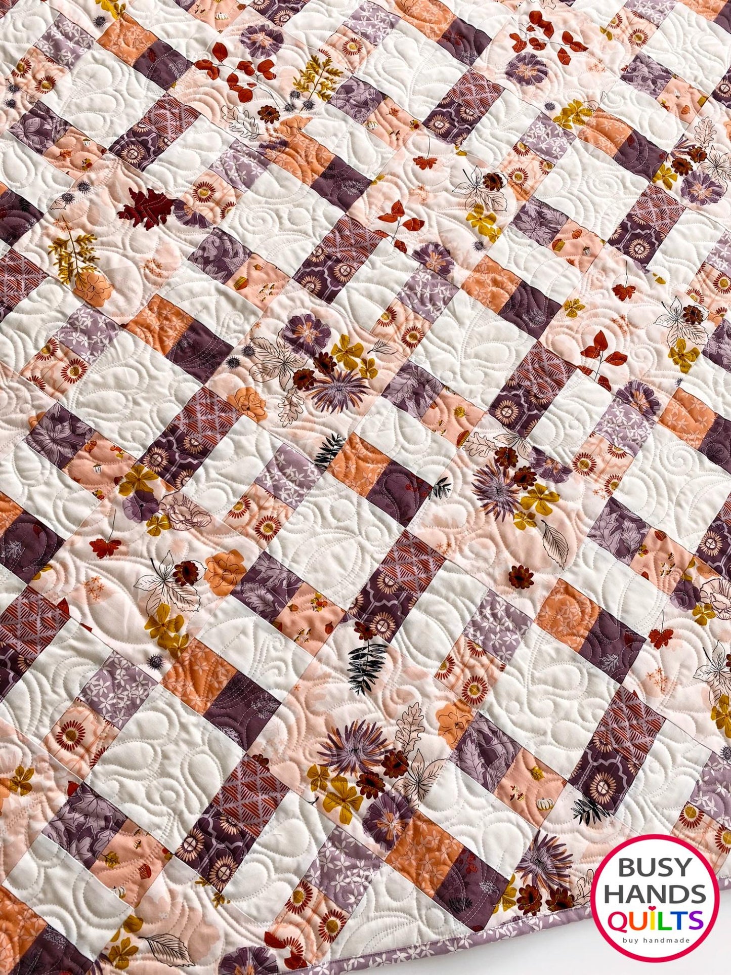 Handmade Bountiful Throw Quilt in Maple