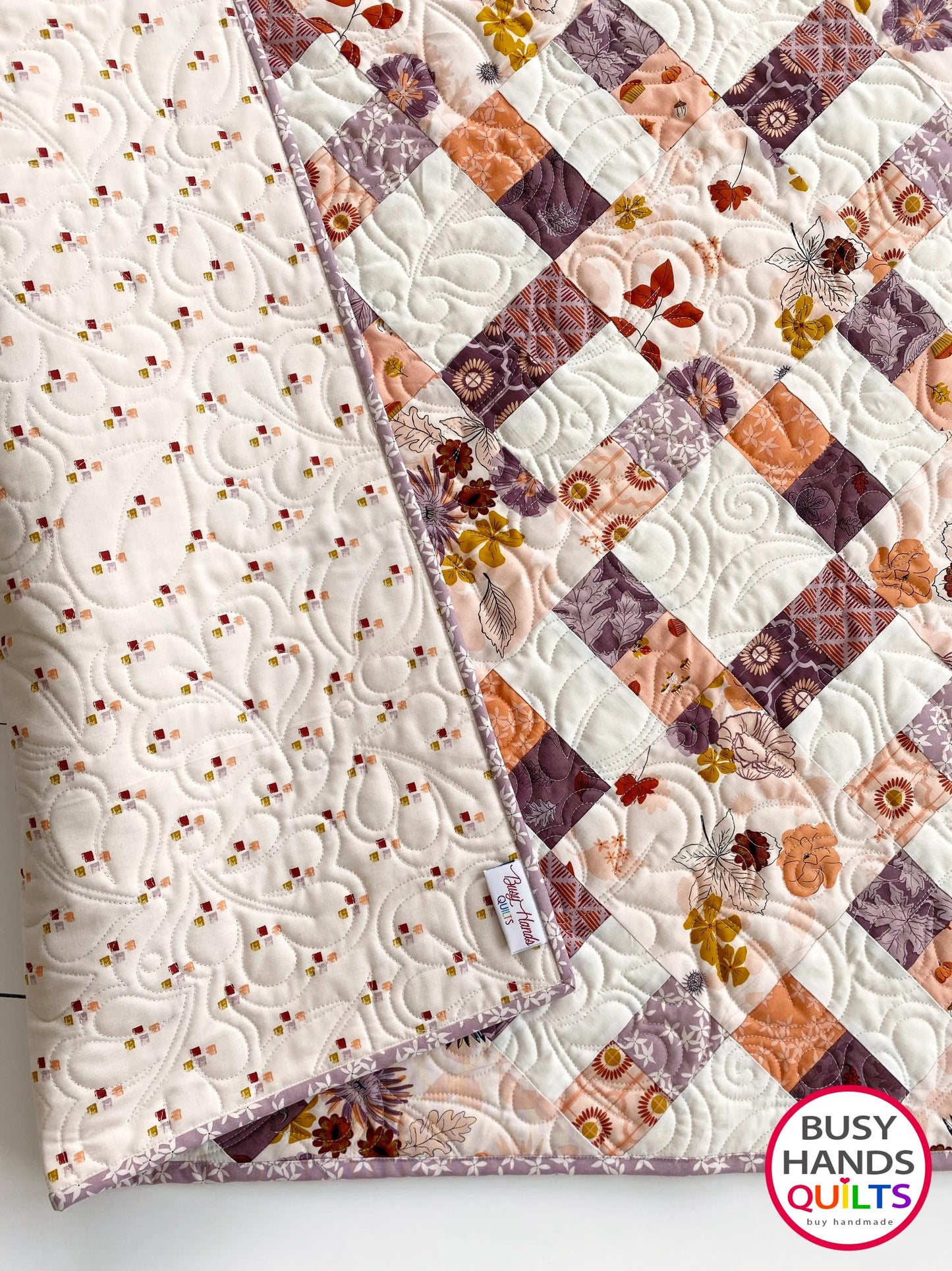 Handmade Bountiful Throw Quilt in Maple