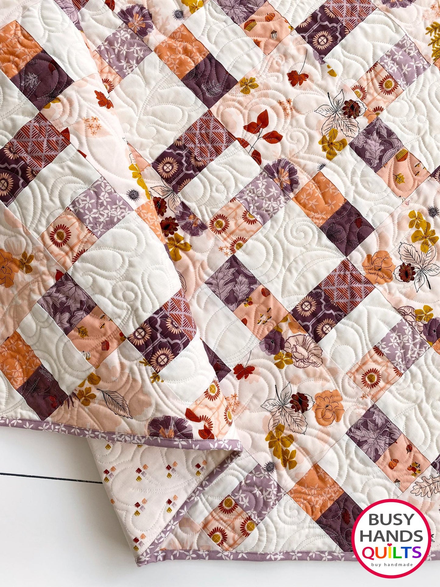 Handmade Bountiful Throw Quilt in Maple