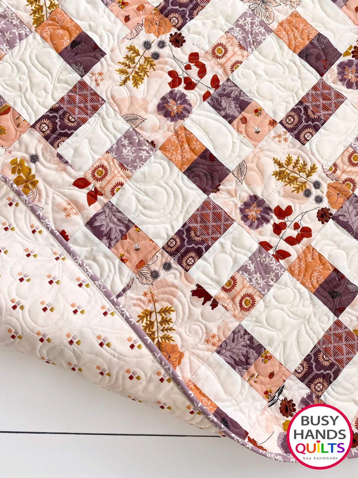 Handmade Bountiful Throw Quilt in Maple