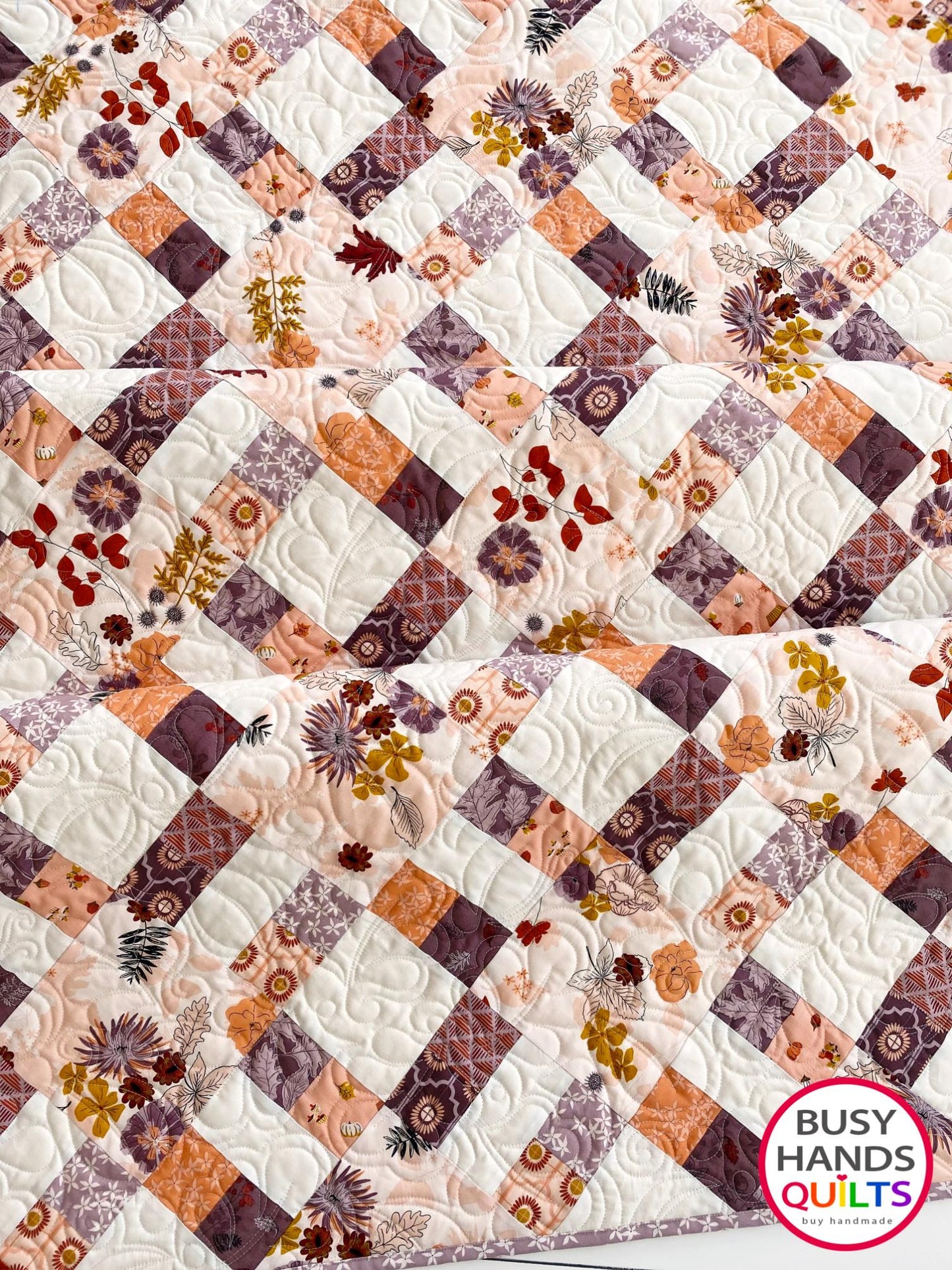 Handmade Bountiful Throw Quilt in Maple