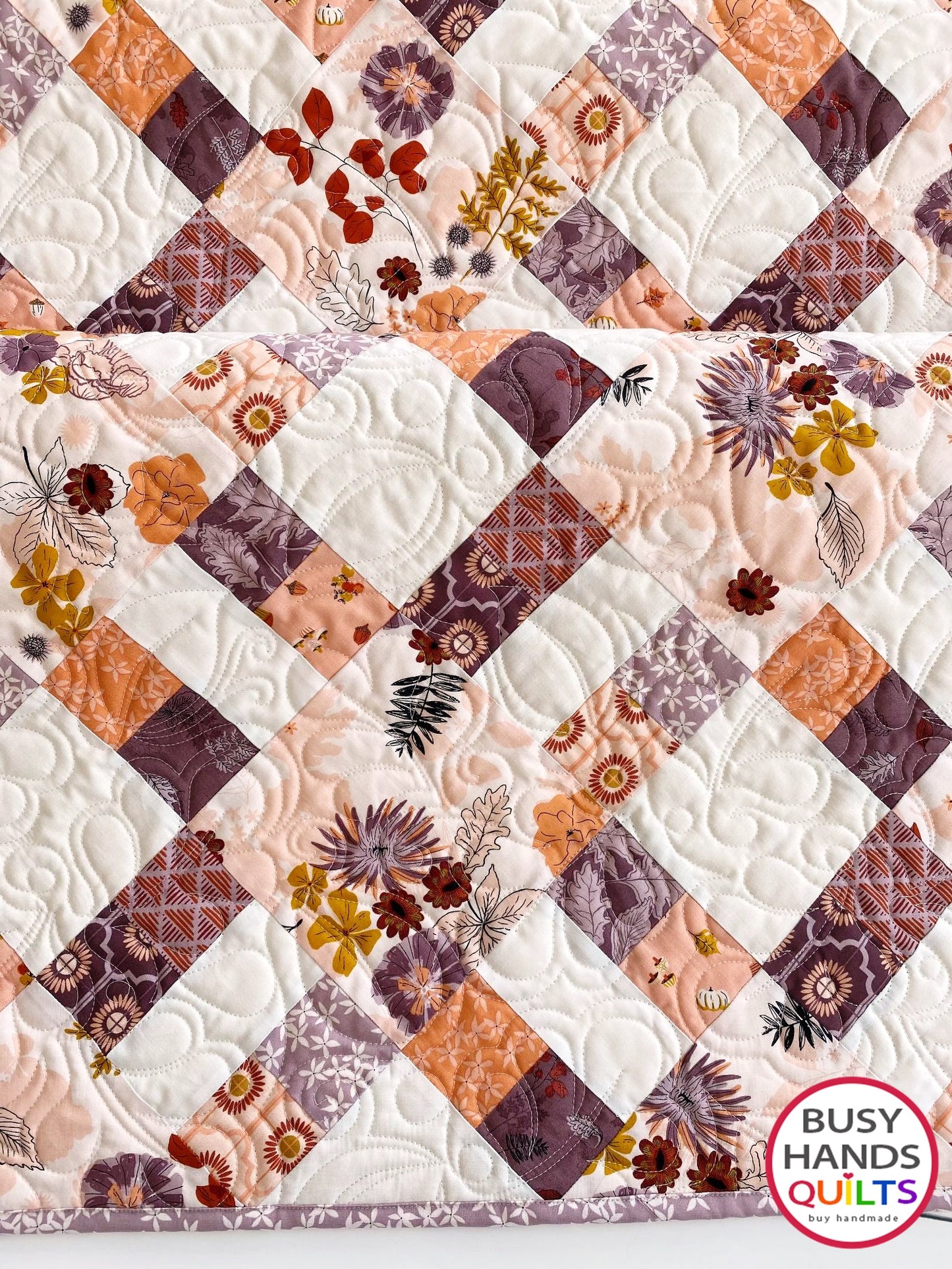 Handmade Bountiful Throw Quilt in Maple