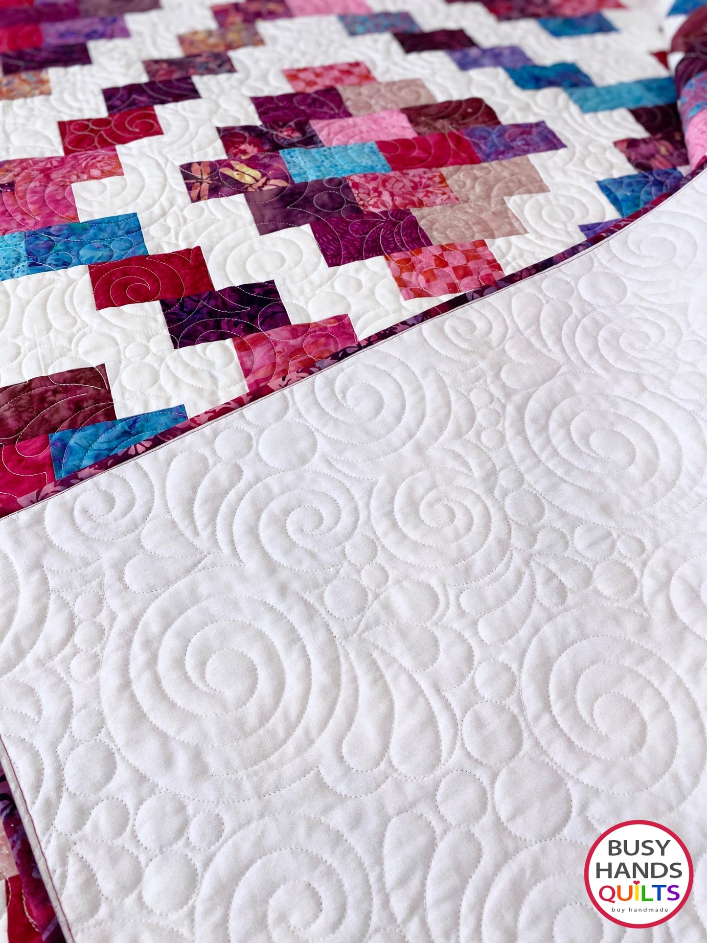 Handmade Brick Cottage Lane 2 Queen Quilt in Beautiful Batiks