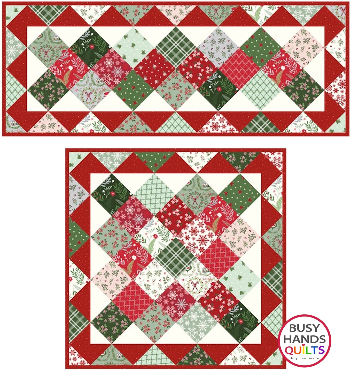 Jolie Table Runner Quilt Kit in Mistletoe and Holly - Makes 1 Quilt