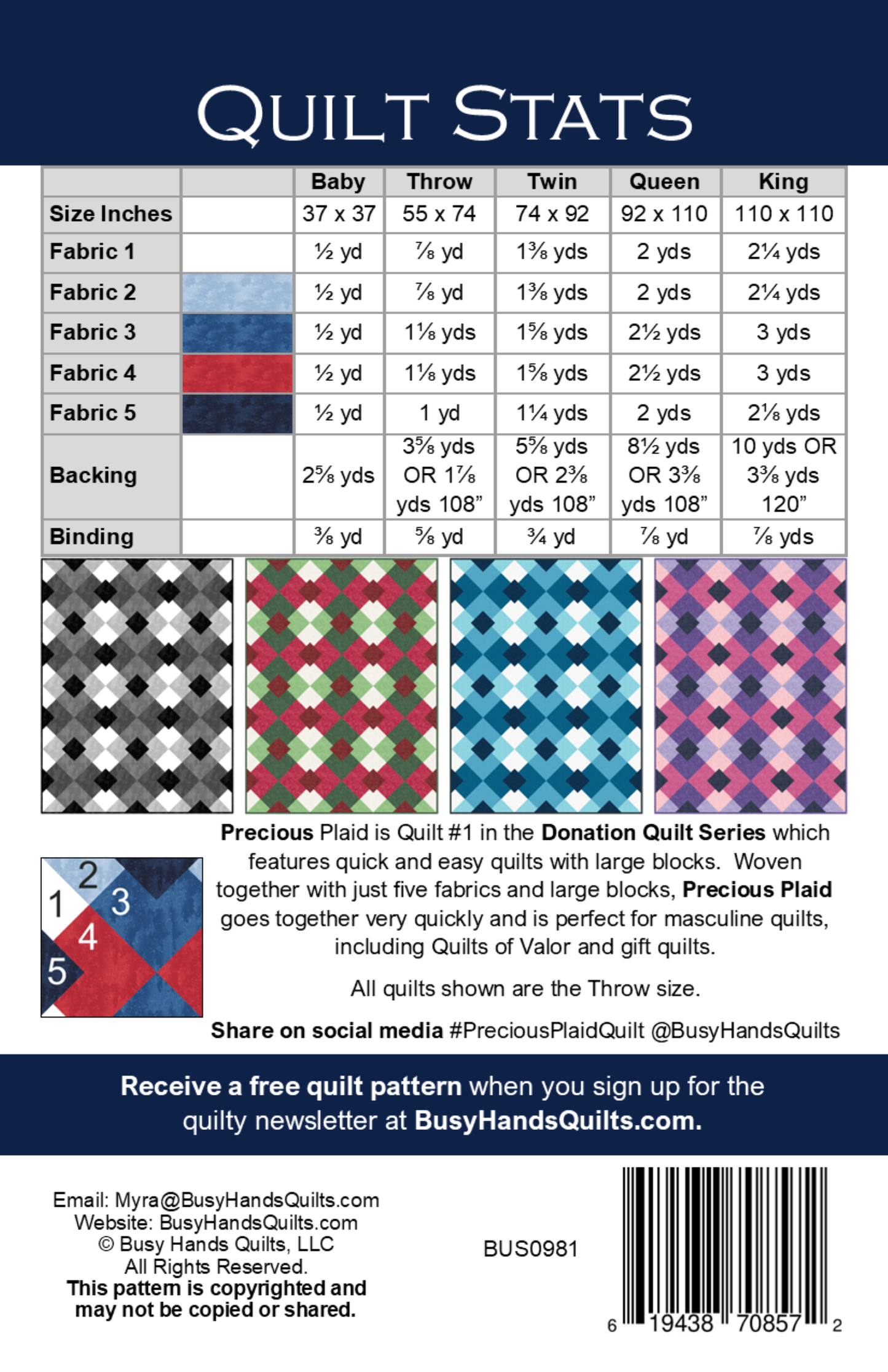 Precious Plaid Throw Quilt Kit in Watercolor Blues