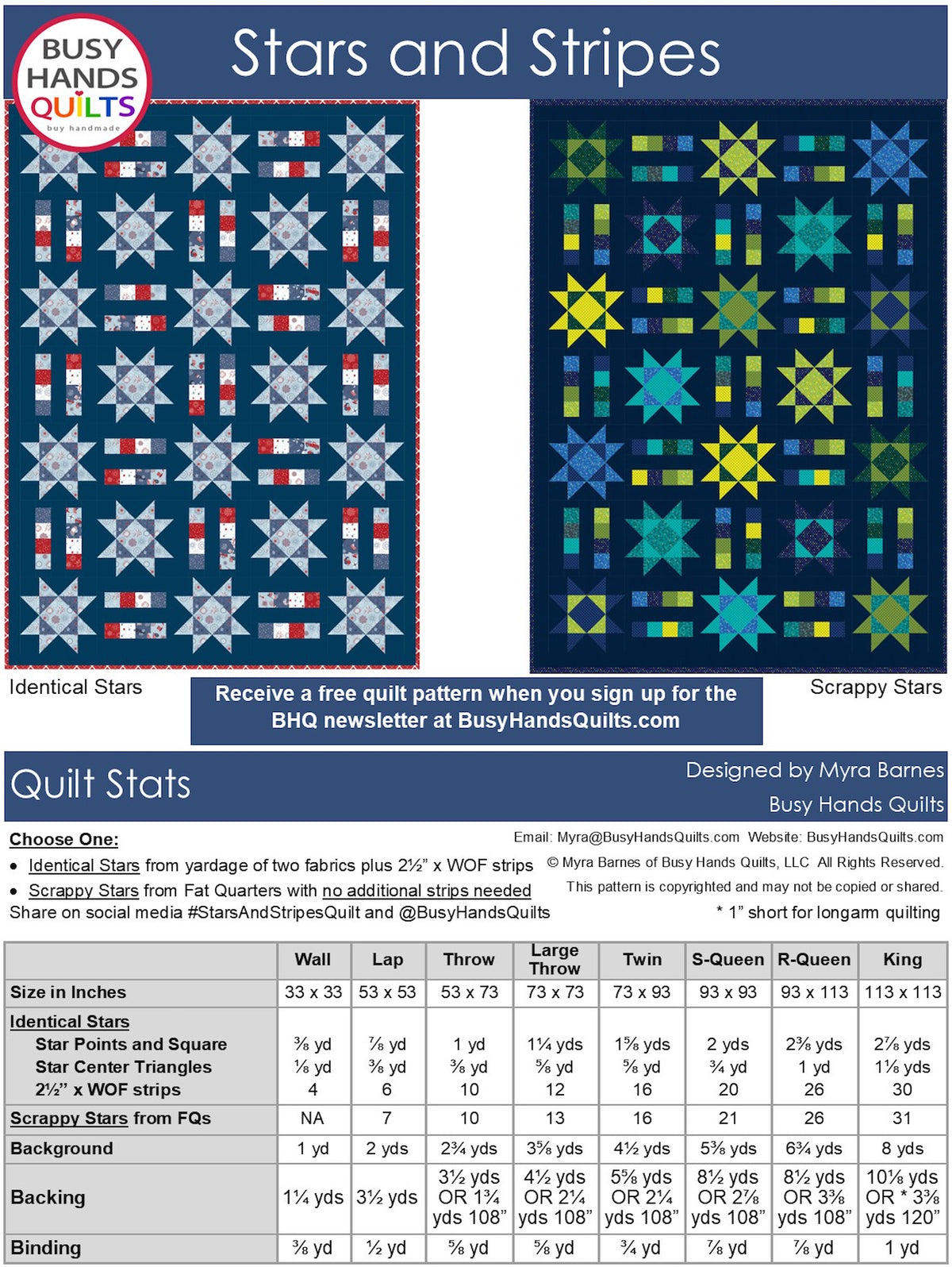 Stars and Stripes Quilt Pattern PDF DOWNLOAD – Busy Hands Quilts