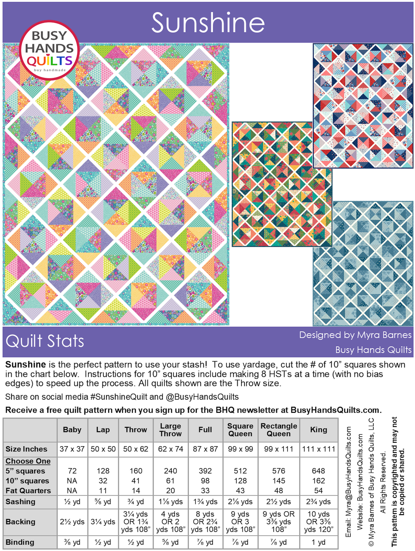 Sunshine Quilt Pattern PDF DIGITAL DOWNLOAD