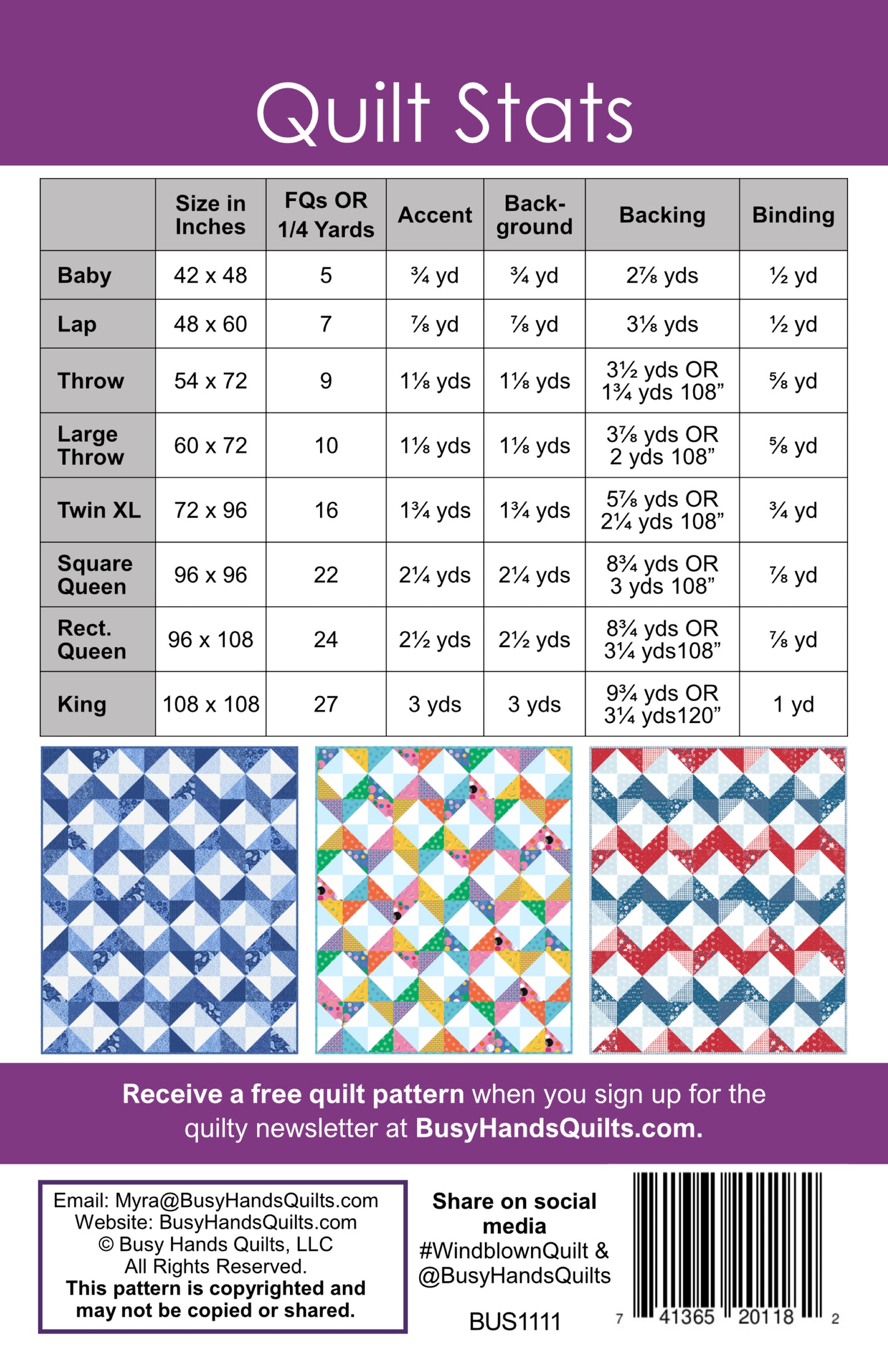 Windblown Quilt Pattern PRINTED