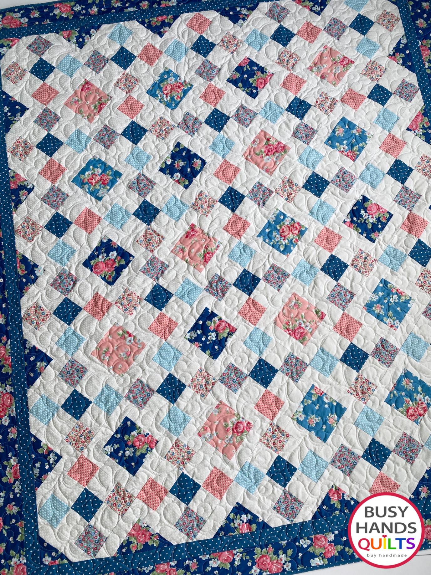 Granny's Square Patch TWIN Size Quilt Kit in A Cat Named Stitch - Choice of Border Fabric