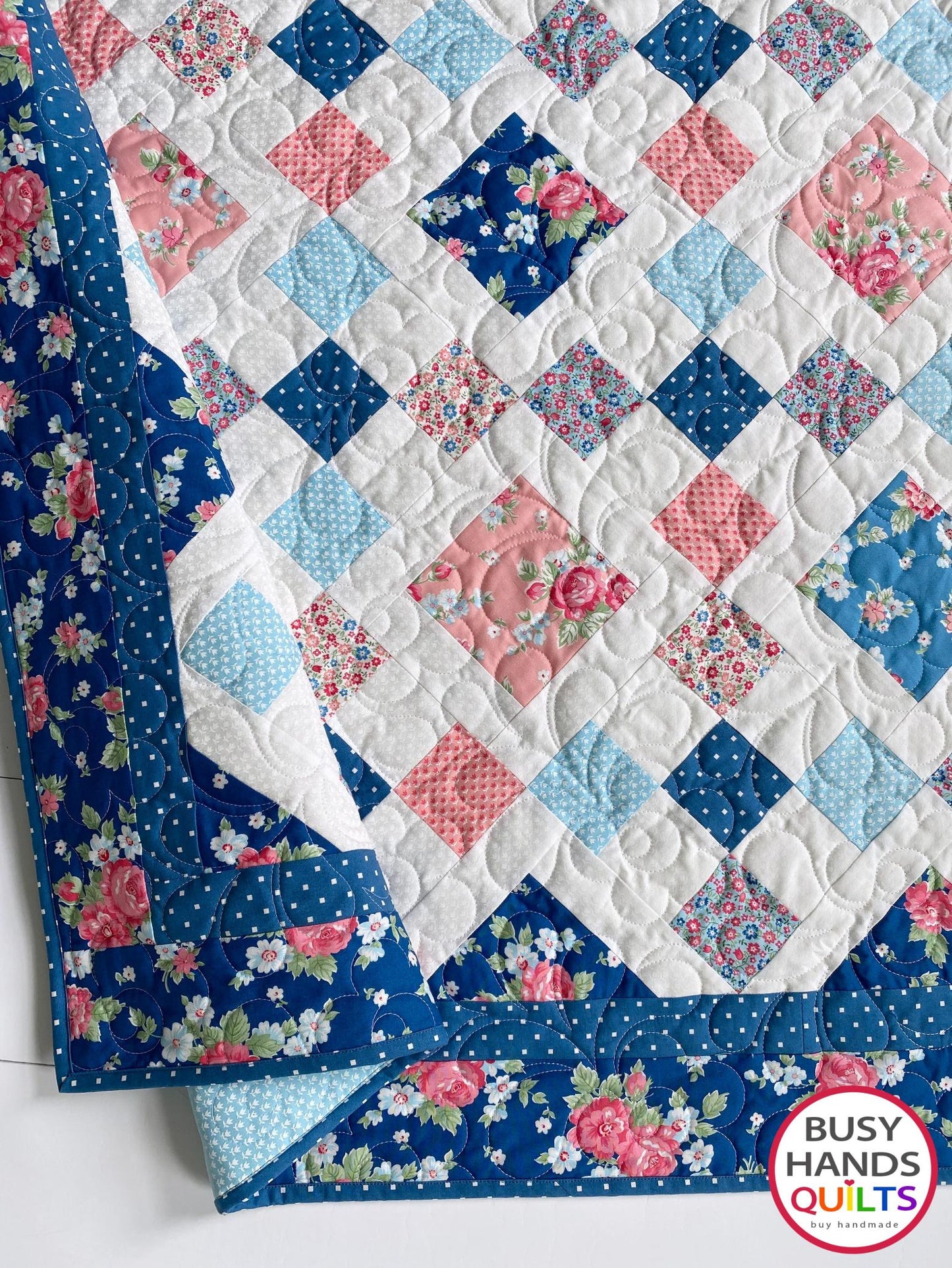 Granny's Square Patch TWIN Size Quilt Kit in A Cat Named Stitch - Choice of Border Fabric