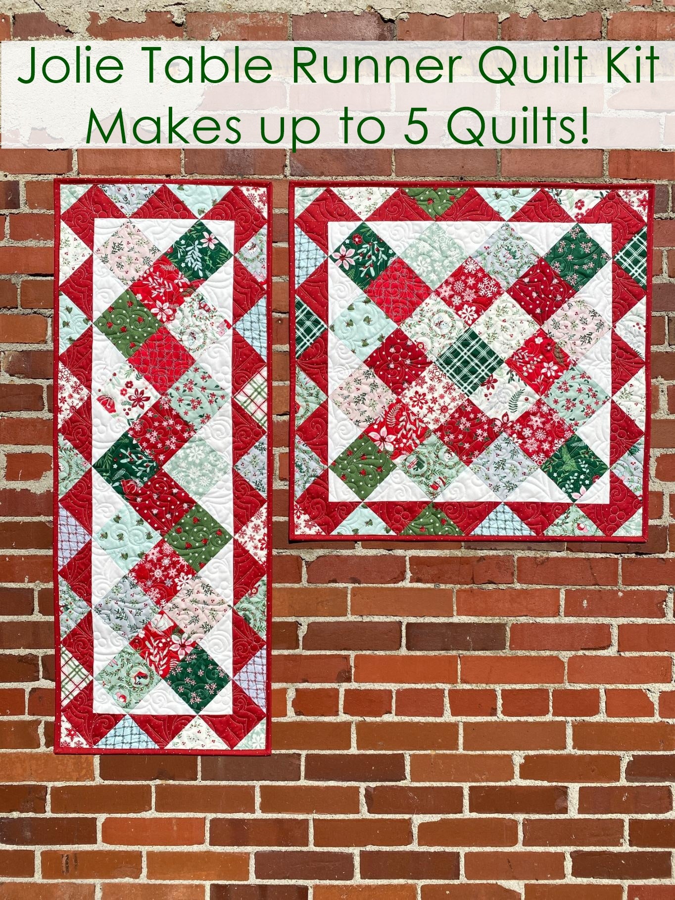 Jolie Table Runner Quilt Kit in Mistletoe and Holly - Makes up to 5 Quilts!